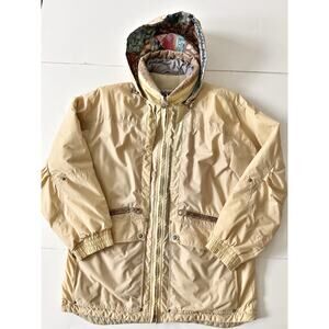 VTG Edelweiss Ski Snow Jacket Women M Tan Removable Hoodie Made In Hong Kong